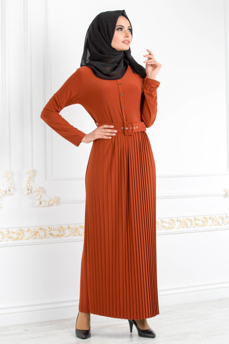 Nayla Collection - Terra Cotta Hijab Dress 18015KRMT