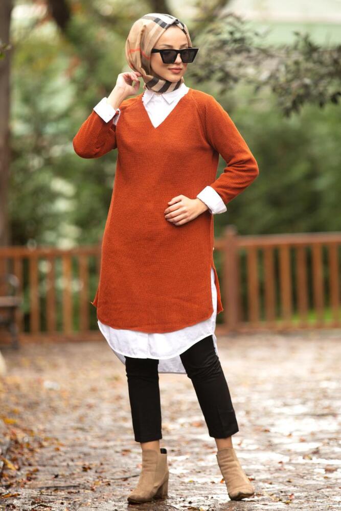 Nayla Collection - Terra Cotta Hijab Knitwear 20220KRMT - 1