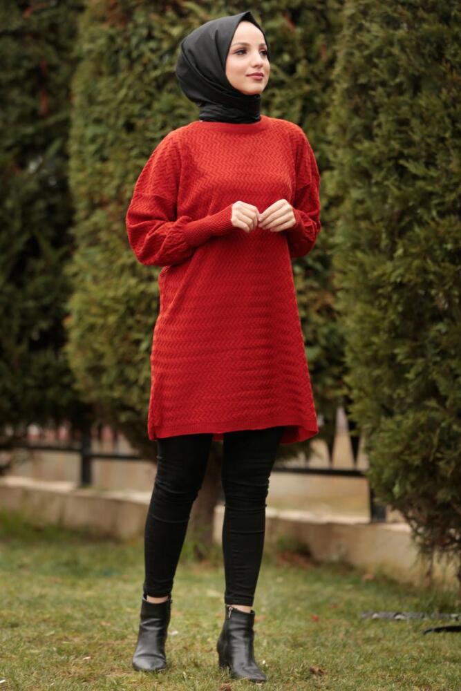 Nayla Collection - Terra Cotta Hijab Knitwear Tunic 2108KRMT - 3
