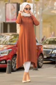 Nayla Collection - Terra Cotta Hijab Tunic 53140KRMT - Thumbnail