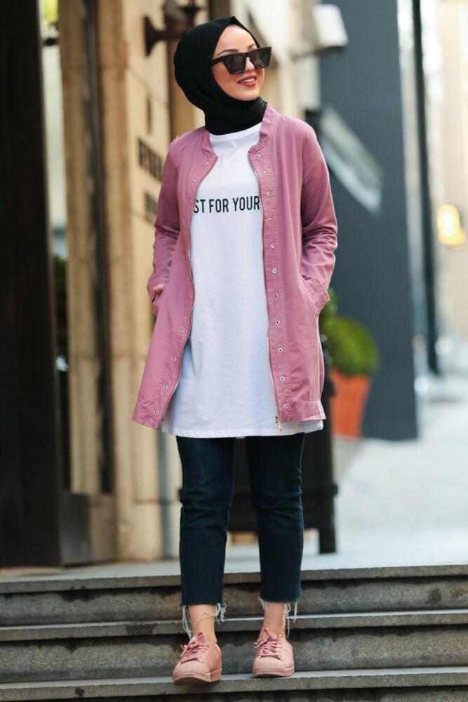 Nayla Collection - Tshirt & Ceket Gül Kurusu Tesettür Takım 50070GK - 1