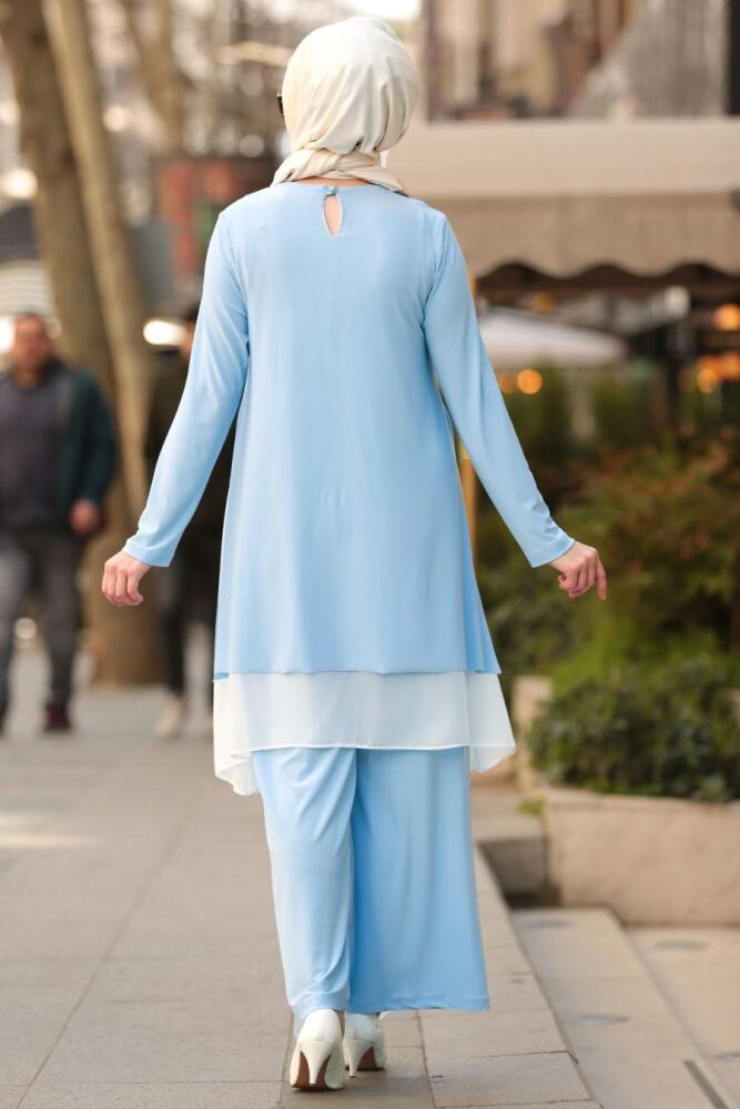 Nayla Collection - Tunik & Pantolon Bebek Mavisi Tesettür Takım 5121BM - 2