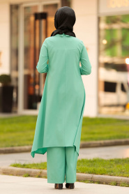 Nayla Collection - Tunik & Pantolon Çağla Yeşili Tesettür Takım 9101CY - Thumbnail