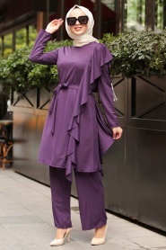 Nayla Collection - Tunik & Pantolon Mor Tesettür Takım 2207MOR - Thumbnail
