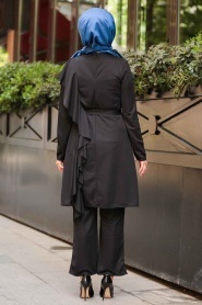 Nayla Collection - Tunik & Pantolon Siyah Tesettür Takım 2207S - Thumbnail