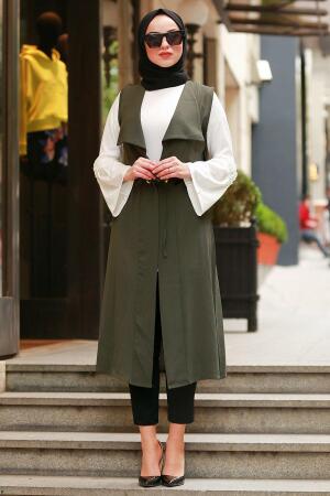 Nayla Collection - Tunik & Yelek Haki Tesettür Takım 70081HK - 1