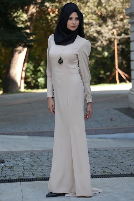 Nayla Collection - Vizon Balık Tesettür Elbise 7033V - 2