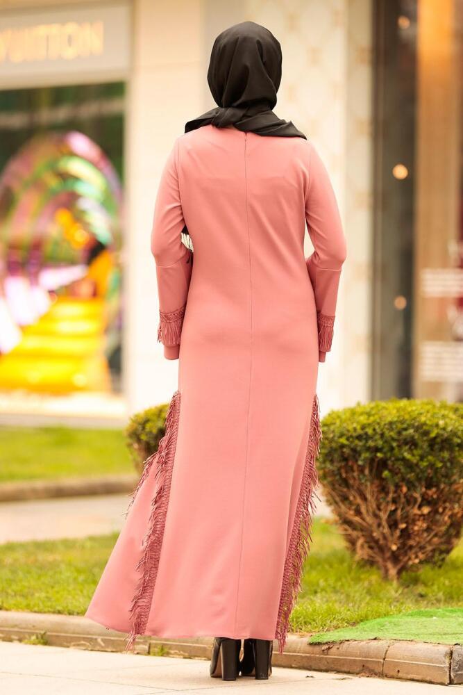 Nayla Collection - Volan Kol Gül Kurusu Tesettür Elbise 4260GK - 2
