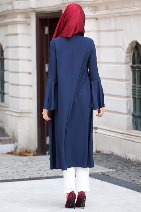 Nayla Collection - Volan Kollu Lacivert Tunik - 3