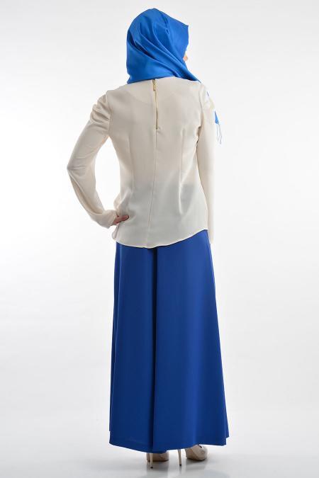 Nayla Collection - White Hijab Blouse 1038B - 3