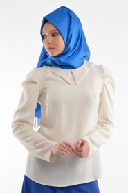 Nayla Collection - White Hijab Blouse 1038B - Thumbnail