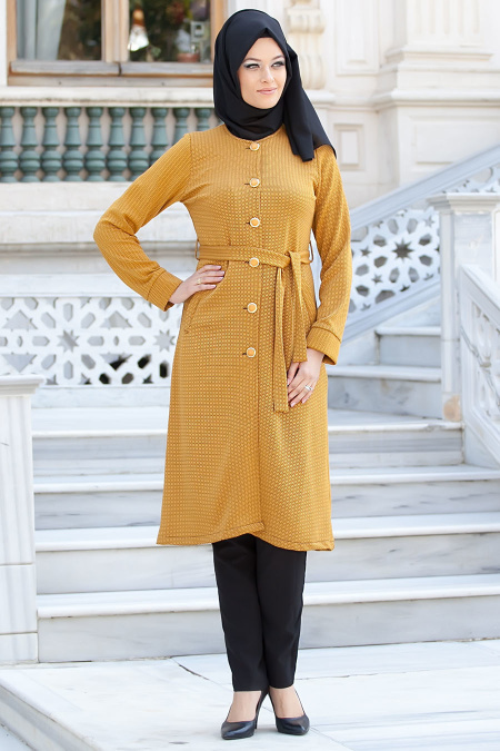 Nayla Collection - Yellow Hijab Coat 5177SR