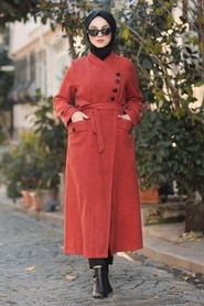 Nayla Collection - Yellowish Brown Hijab Coat 4428TB - Thumbnail
