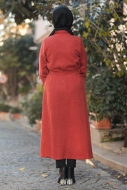Nayla Collection - Yellowish Brown Hijab Coat 4428TB - Thumbnail