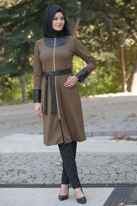 Nayla Collection - Yellowish Brown Hijab Coat 5181TB