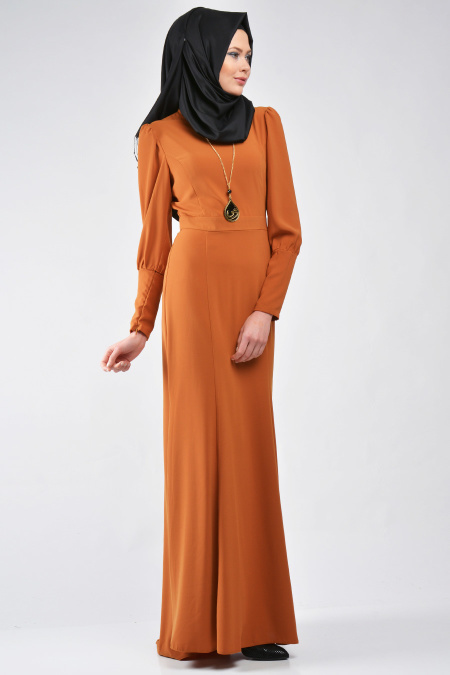 Nayla Collection - Yellowish Brown Hijab Dress 7033TB