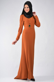 Nayla Collection - Yellowish Brown Hijab Dress 7033TB - Thumbnail