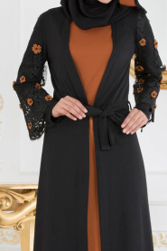 Nayla Collection - Yellowish Brown Hijab Suit Abaya 100347TB - Thumbnail