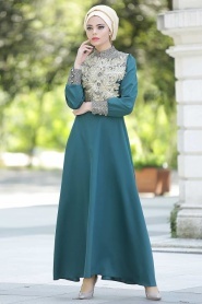 Nayla Collection - Yeşil Tesettür Elbise 5286Y - Thumbnail