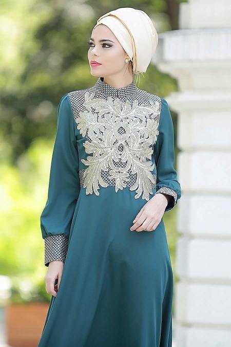 Nayla Collection - Yeşil Tesettür Elbise 5286Y
