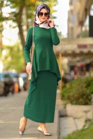 Nayla Collection - Yeşil Etek / Bluz Tesettür Takım 10280Y - Thumbnail