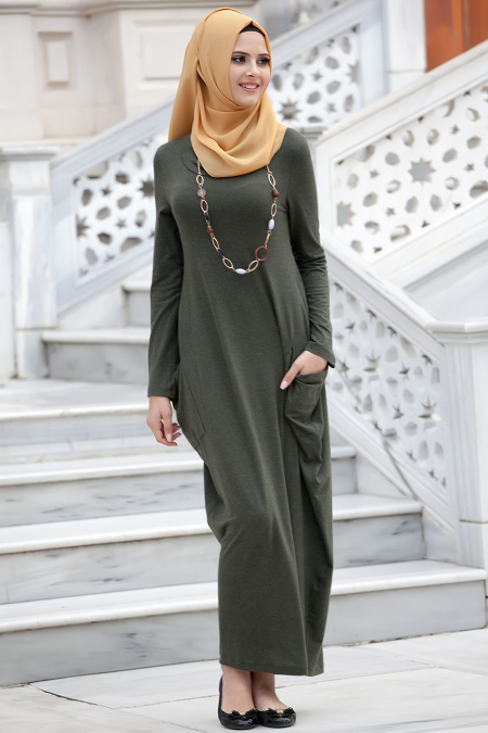 Nayla Colletion - Khaki Hijab Coat 3028HK