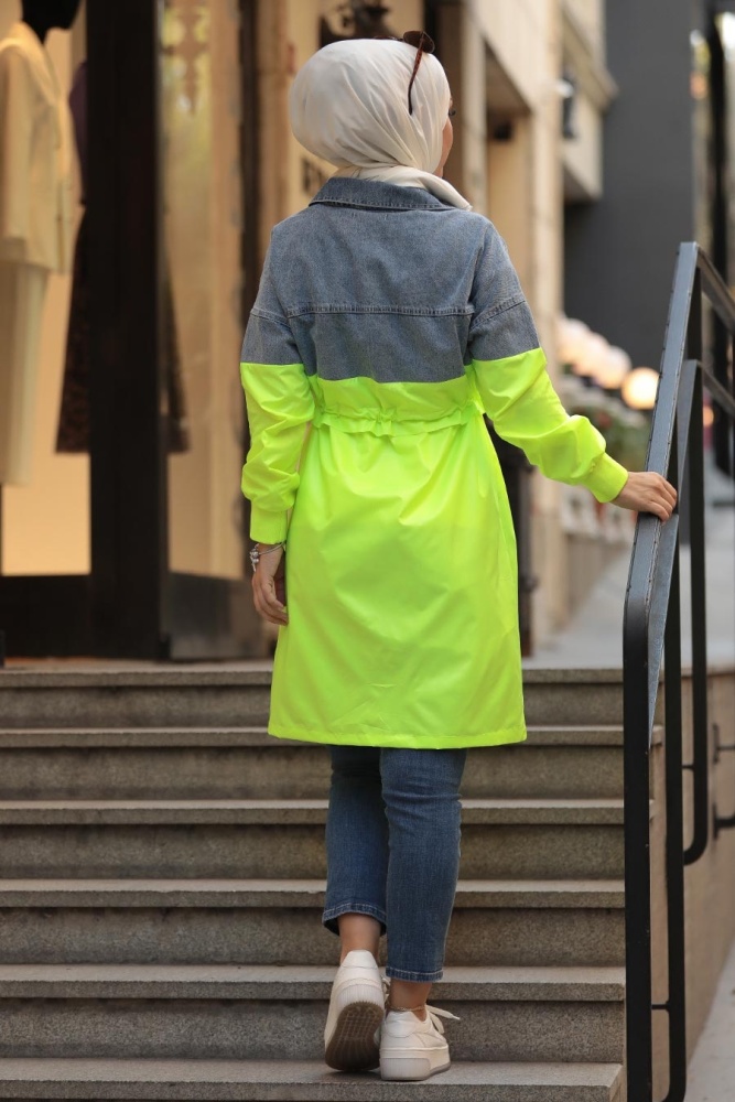 Neon Hijab Coat 1285N - 3