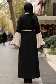 Neva Style -Abaya Hijab Beige 55510BEJ - Thumbnail