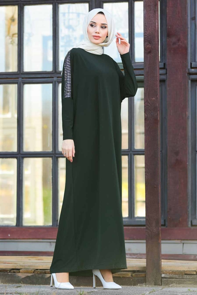 Neva Style - Abaya Hijab Fumée 1671FU - 1