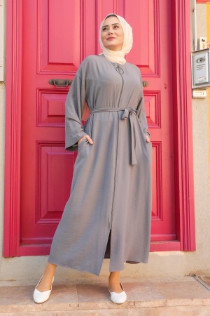 Neva Style - Abaya Hijab Gris 544GR - NEVA STYLE