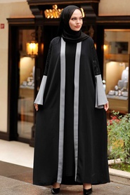 Neva Style -Abaya Hijab Gris 55510GR - Thumbnail