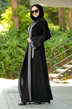 Neva Style - Abaya Hijab Grise 55084GR - 1