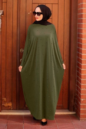 Neva Style - Abaya Hijab Kaki 4995HK - NEVA STYLE