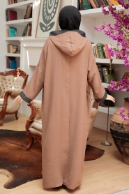 Neva Style - Abaya Hijab Marron 7683KH - Thumbnail