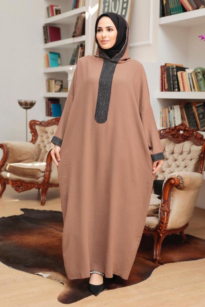 Neva Style - Abaya Hijab Marron 7683KH - 1