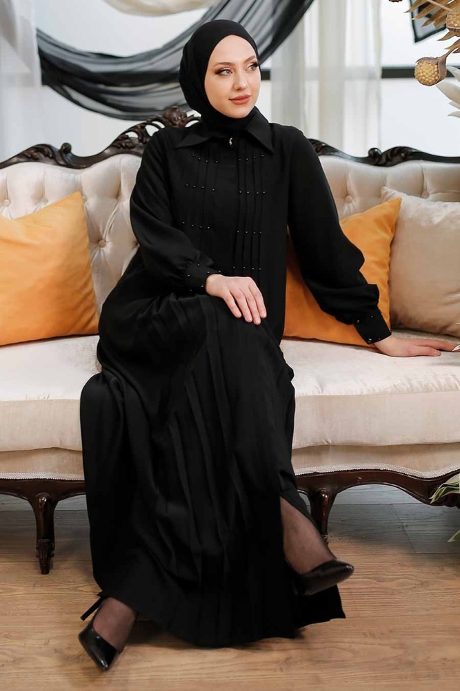 Neva Style -Abaya Hijab Noir 3466S - 1