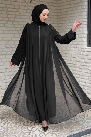 Neva Style -Abaya Hijab Noir 347600S - 1
