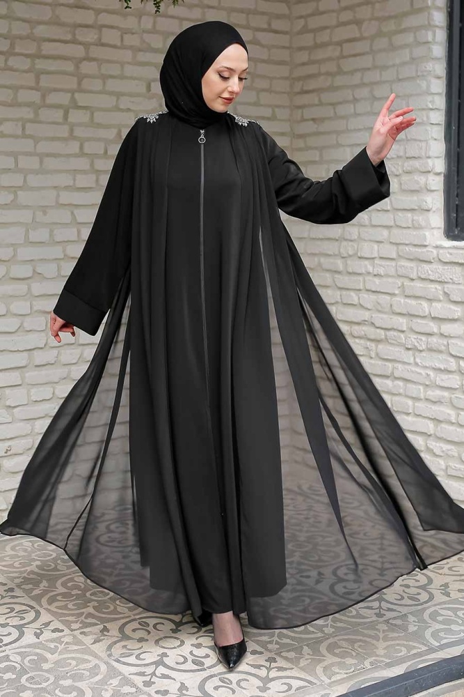 Neva Style -Abaya Hijab Noir 347600S - 1