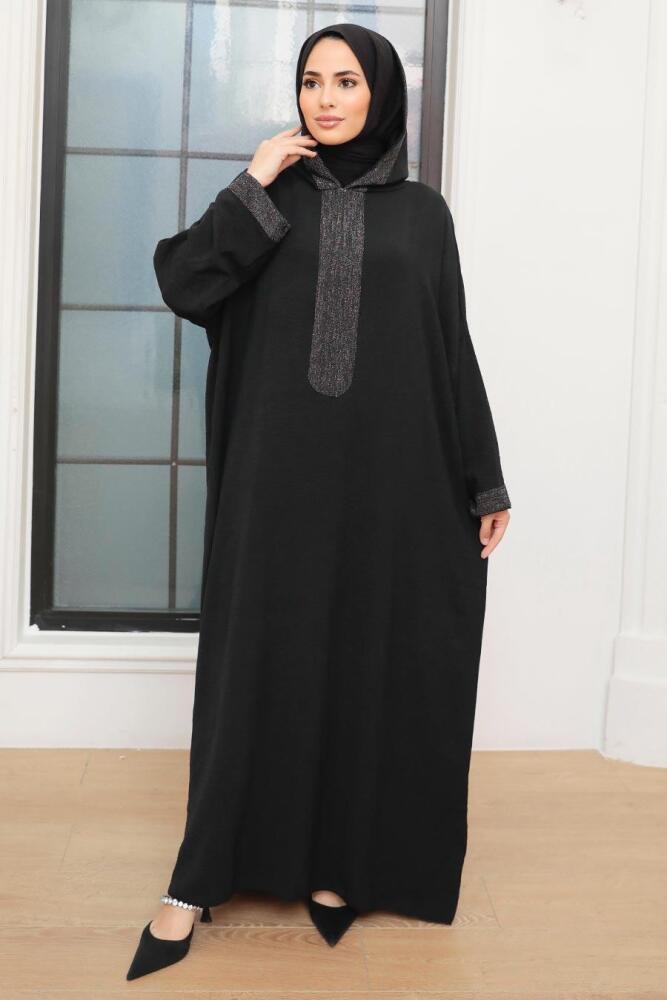 Neva Style - Abaya Hijab Noir 7683S - 4