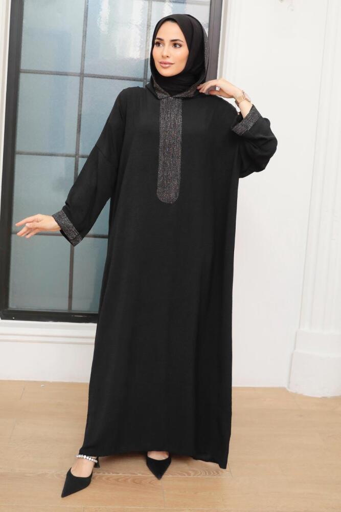 Neva Style - Abaya Hijab Noir 7683S - 2