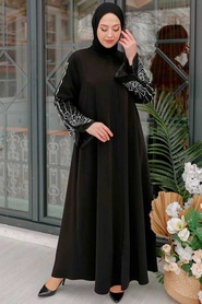  Neva Style - Abaya Hijab Noire 34821S - Thumbnail