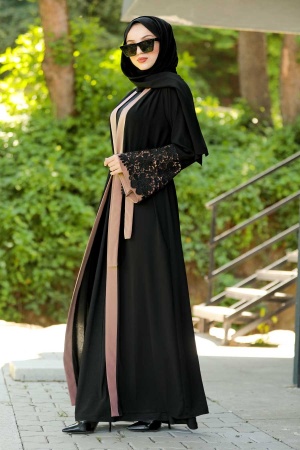 Neva Style - Abaya Hijab Saumon 55084SMN - 1