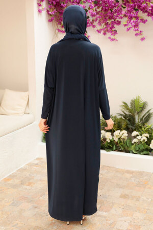 Neva Style - Abaya Turque Hijab Bleu Marine 17801L - Thumbnail