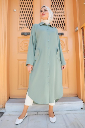 Neva Style - Ages Green Hijab Tunique 2424CY - 1