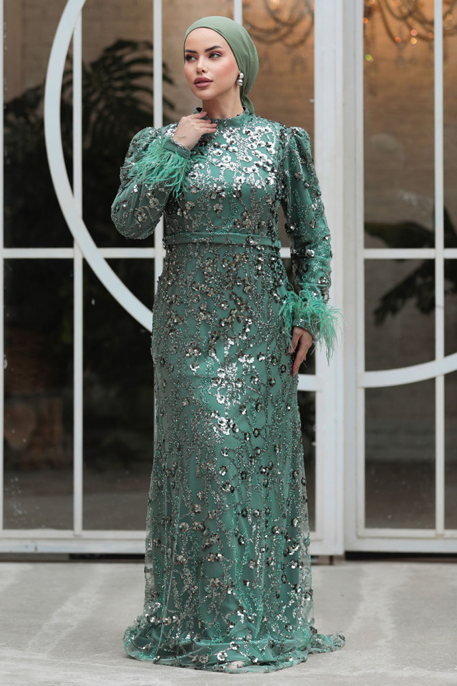 Almond Green Elegant Evening Gowns 23421CY - 2