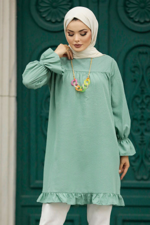 Neva Style - Almond Green High Quality Tunic 5281CY - Thumbnail