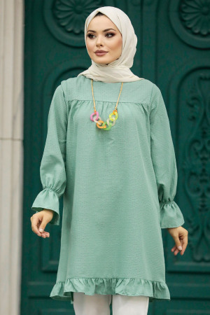 Neva Style - Almond Green High Quality Tunic 5281CY - Thumbnail