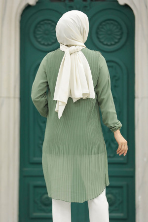 Almond Green Hijab For Women Tunic 91235CY - 3