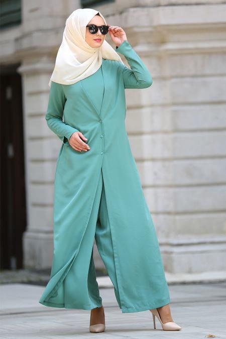 Neva Style - Almond Green Hijab Jumpsuits 90740CY - 2