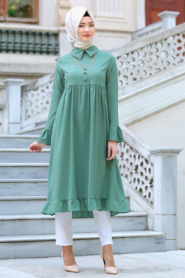 Neva Style - Almond Green Hijab Tunic 52280CY - Thumbnail
